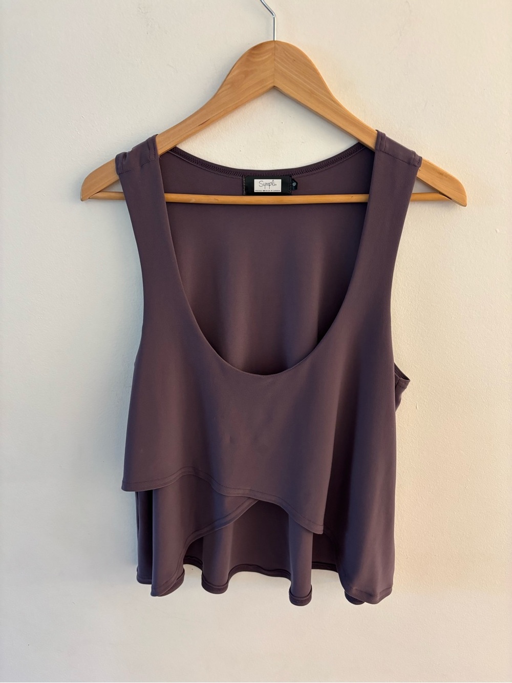 Sympli Sleeveless Layered Scoop Neck Top, Purple, cropped front, size 6
